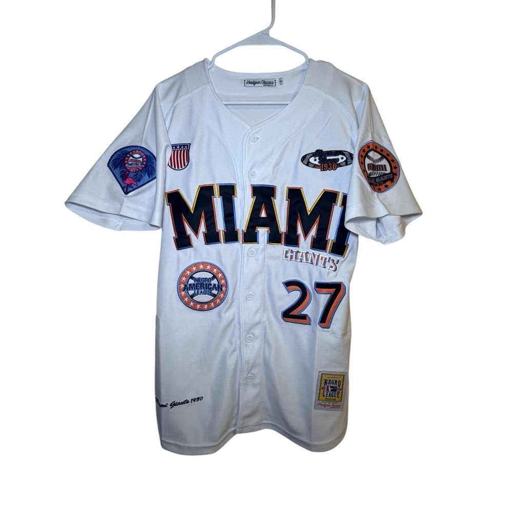 Miami Giants Headgear Classics Negro League Baseball White Jersey Men's Size‎ Sm